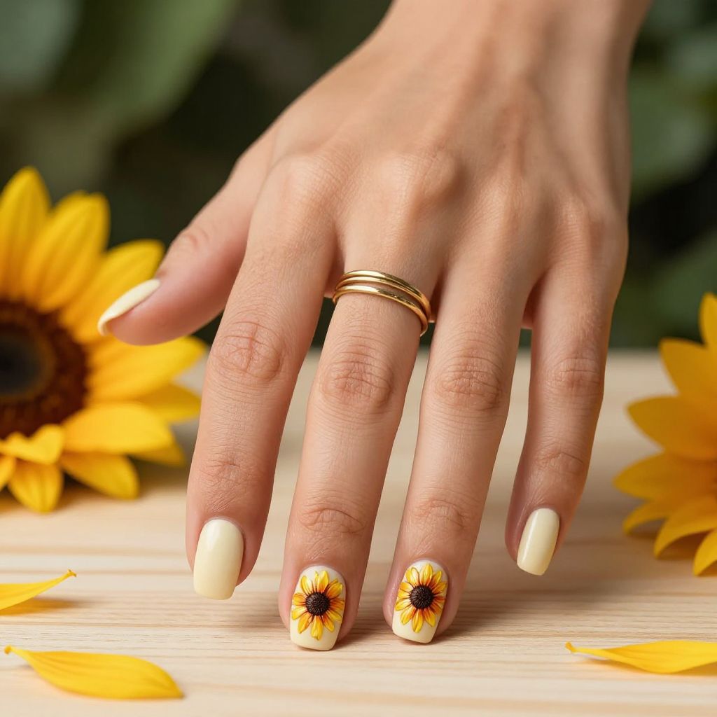 Vibrant Sunflower Statement Nails