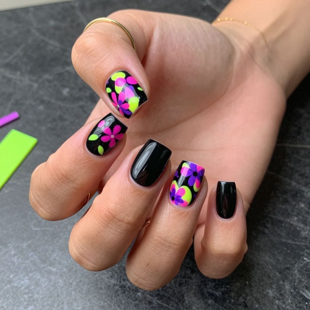 Neon Floral Pop Art Design
