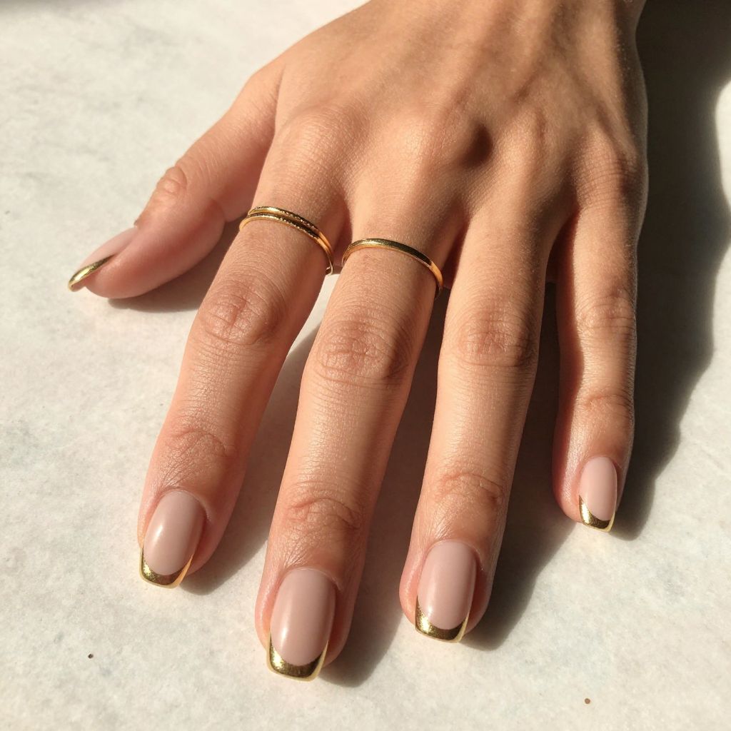 Metallic French Tips with Gold or Silver