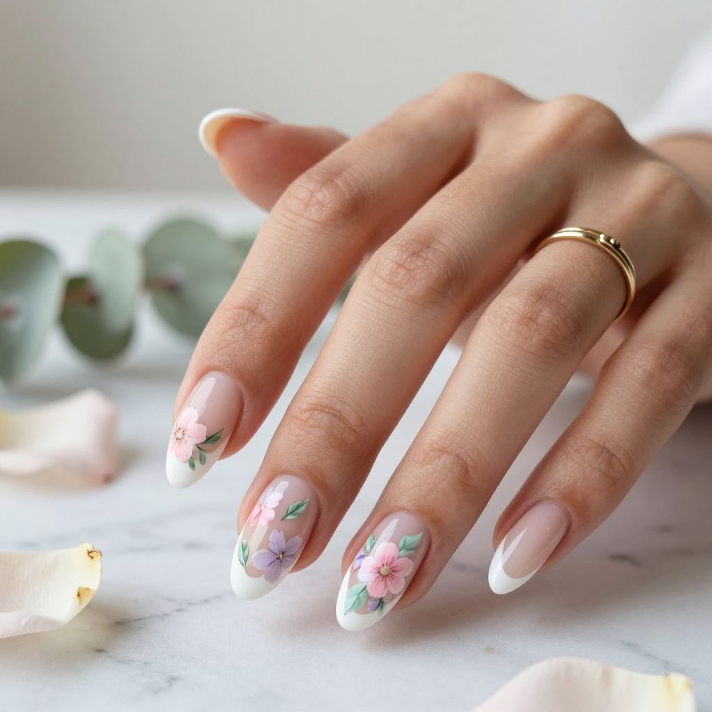 Floral Art French Tips