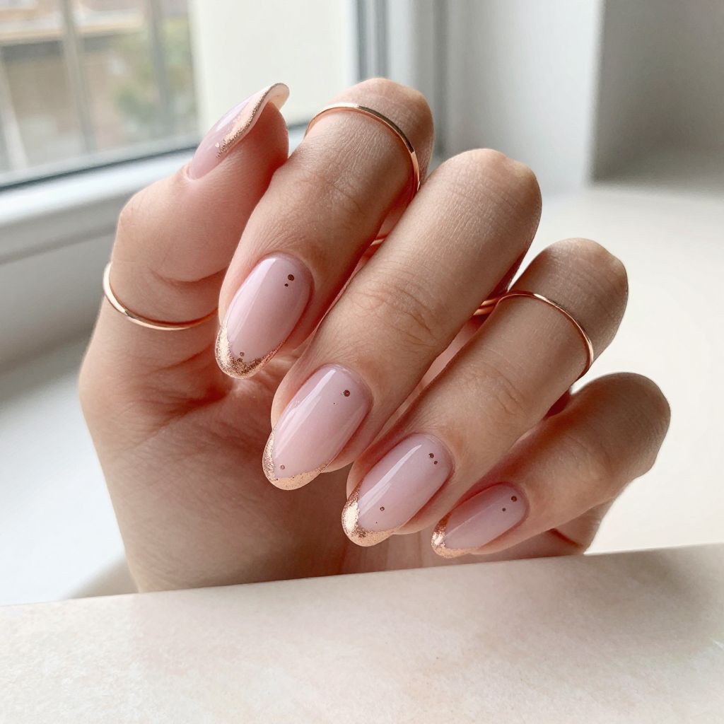 Rose Gold French Tips with Foil