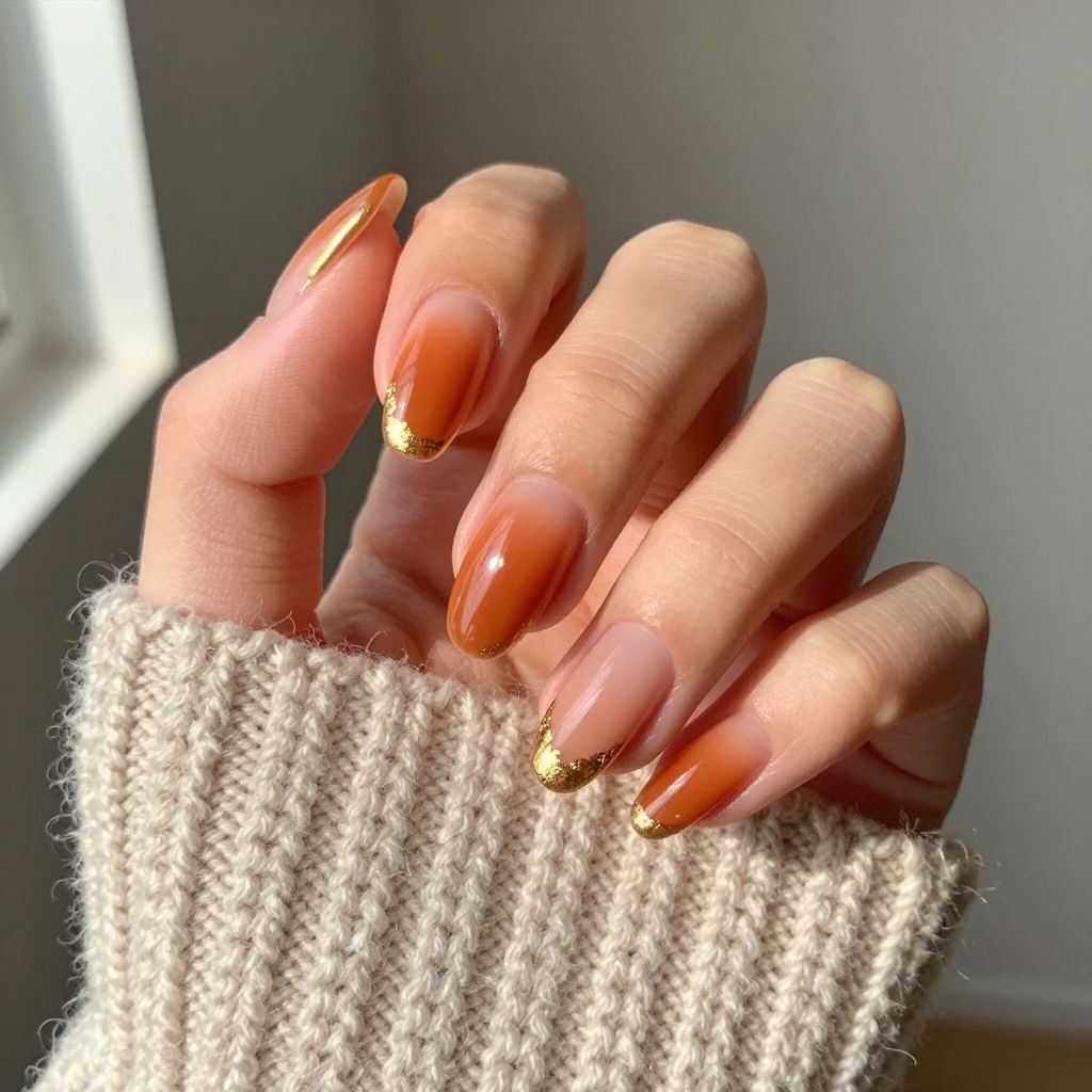 Gel Fall Nail Designs burnt orange ombre