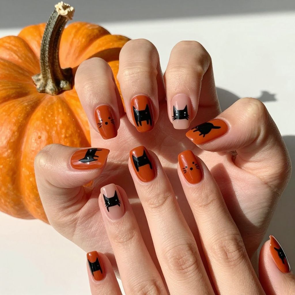 Gel Fall Nail Designs rust orange