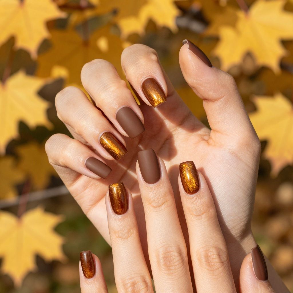 Gel Fall Nail Designs chocolate brown
