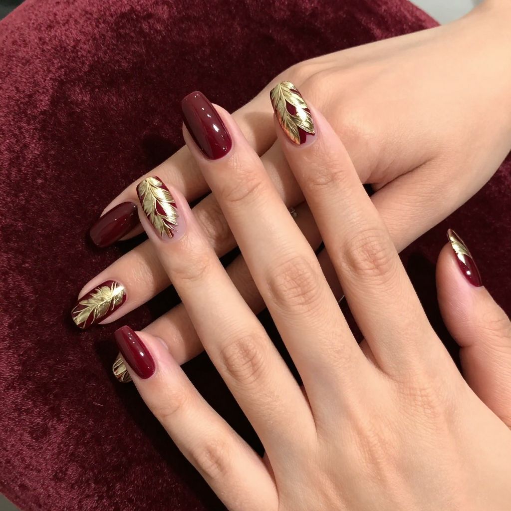 Gel Fall Nail Designs burgundy