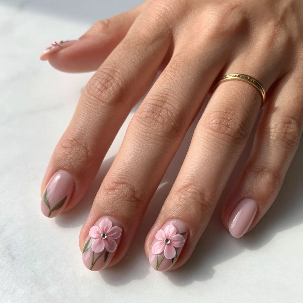 Dusty Rose with 3D Floral Details