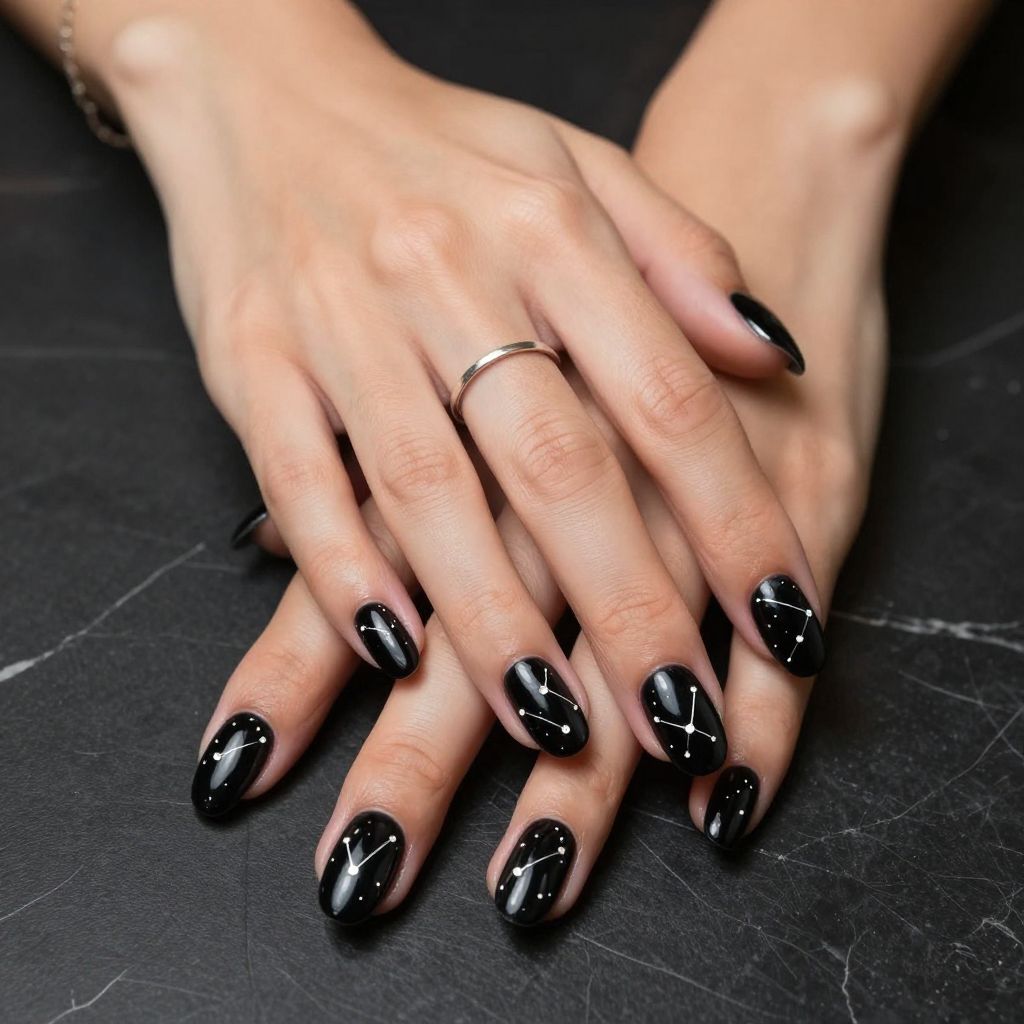 Midnight Black with Silver Constellation Art