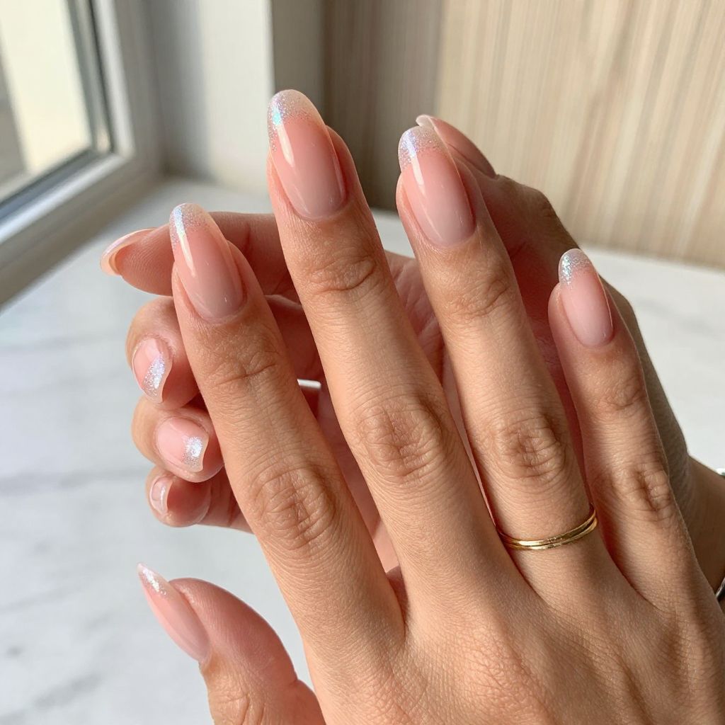 Peachy Pink Ombre with Glitter Fade