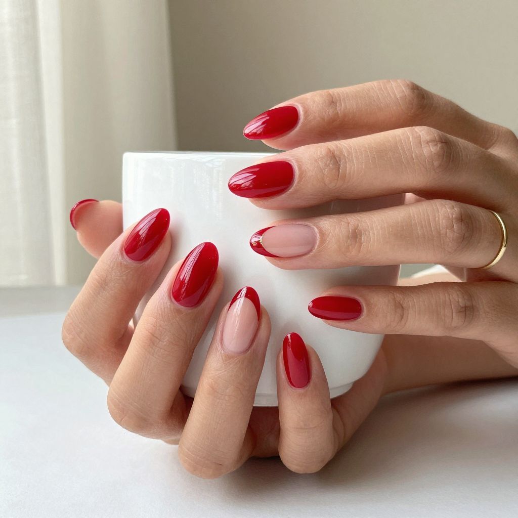 Classic Red with Negative Space Tips