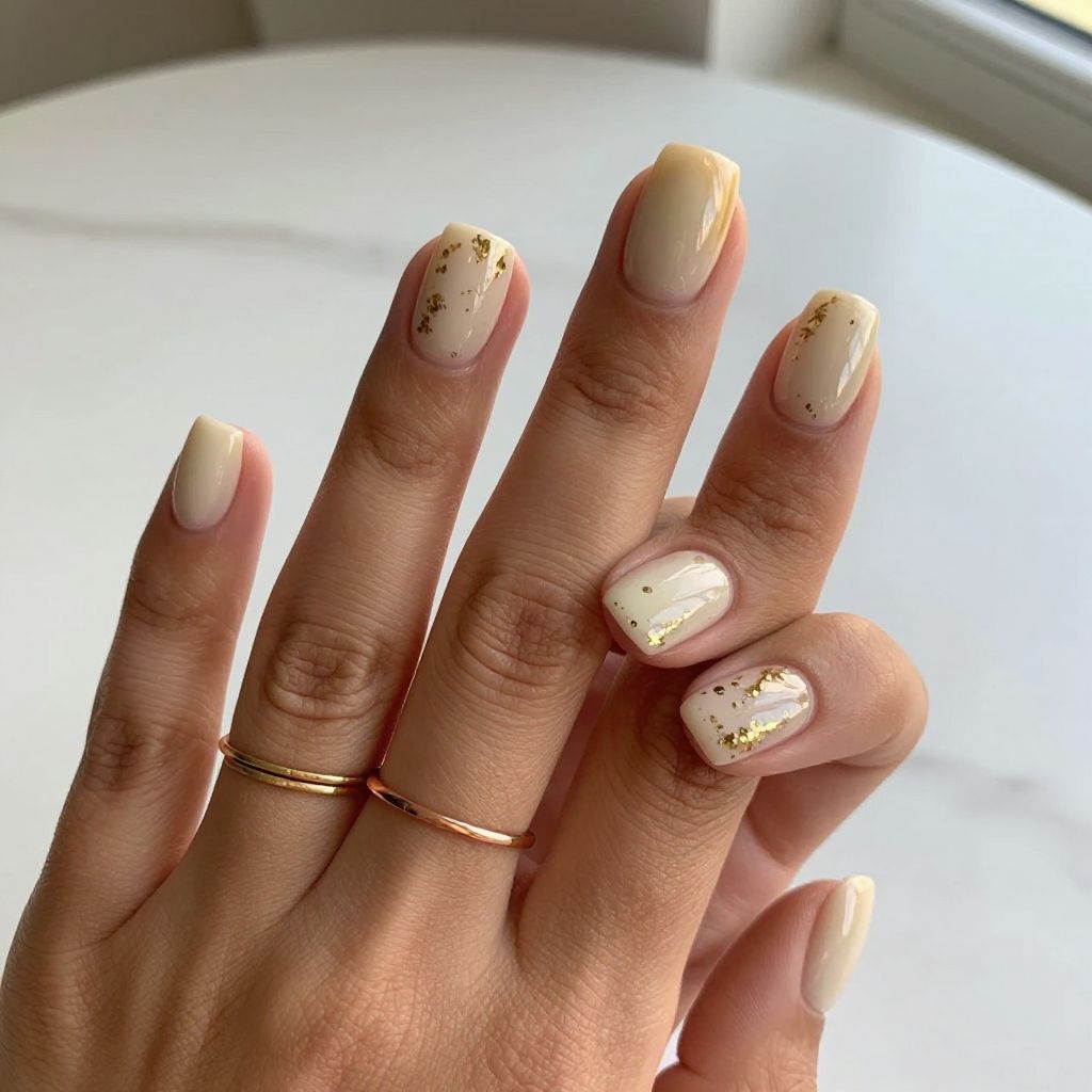 Creamy Vanilla Bean with Gold Leaf Accents