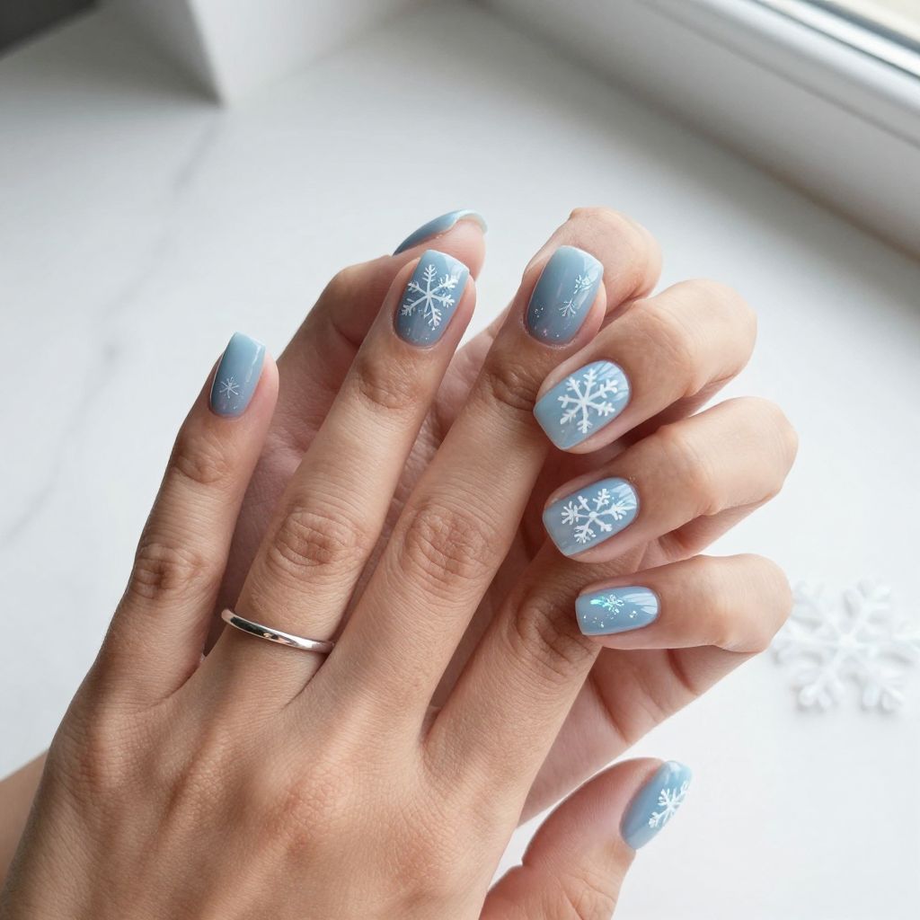 Icy Blue with Frosted Snowflake Designs