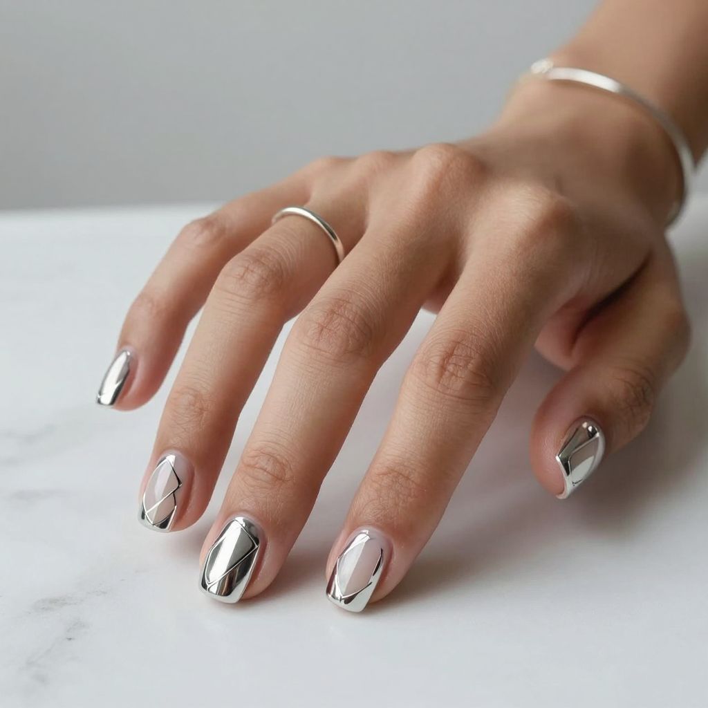 Chrome Silver with Geometric Cutout Patterns