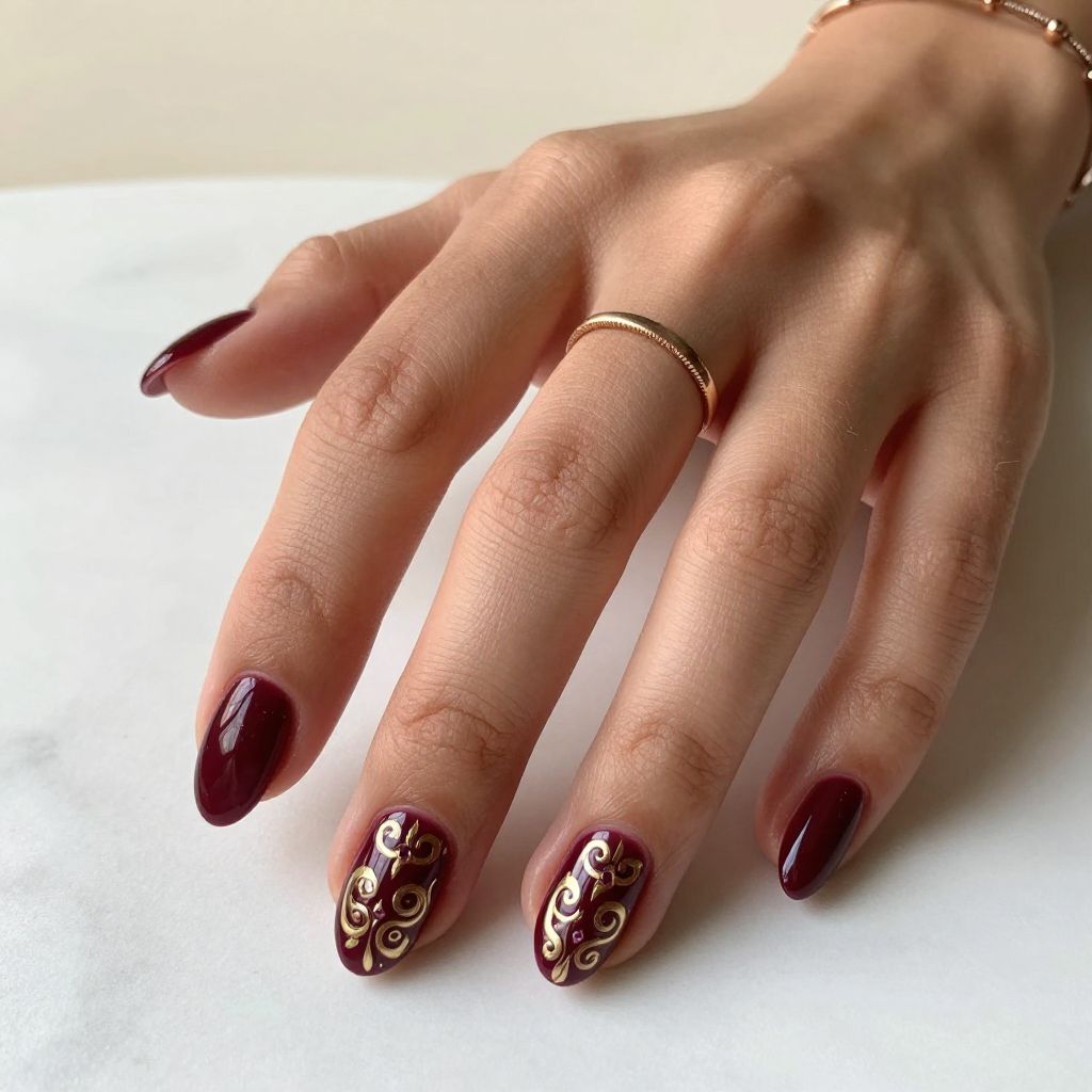 Rich Burgundy with Gold Stamped Filigree Details