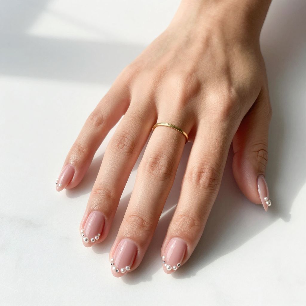 Dusty Rose with Scattered Pearl Embellishments