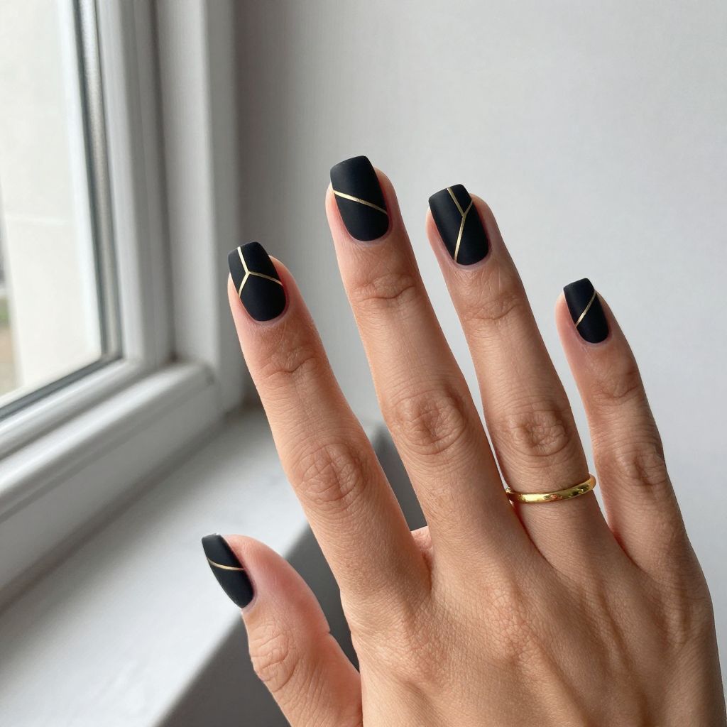 Black Matte with Gold Line Detailing