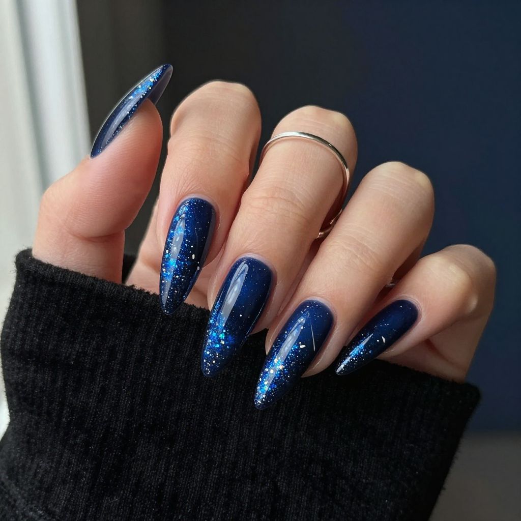 Holographic Galaxy Stiletto Nails