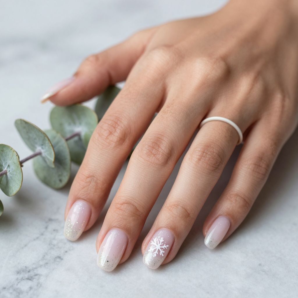 Icy Pink with White Gold Glitter Tips
