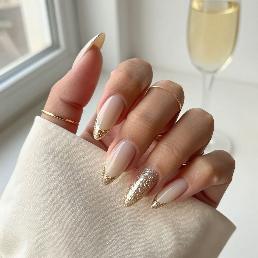 Champagne Sparkle French Manicure