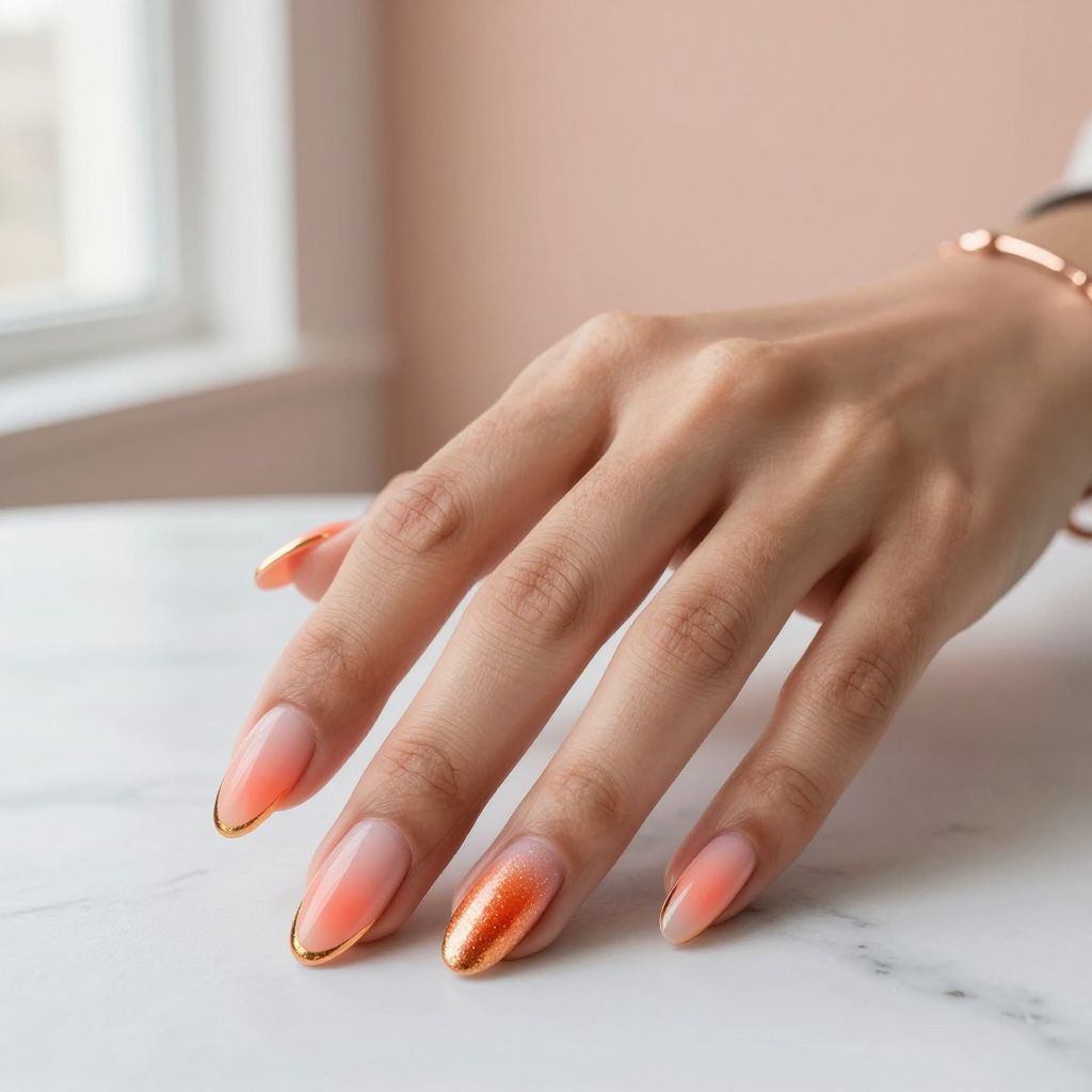 Sunset Ombré Glitter French Nails