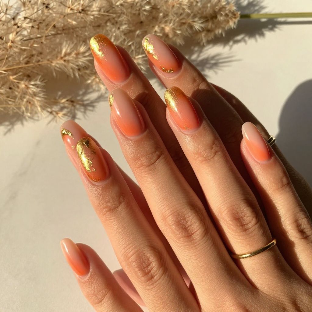 Gold Sunset Gradient Nails
