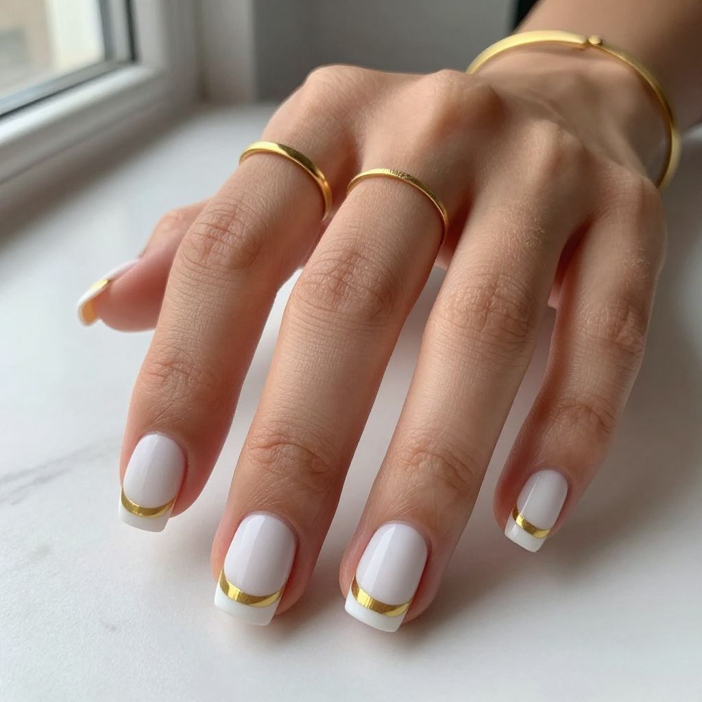 Gold Striped Pattern Nails