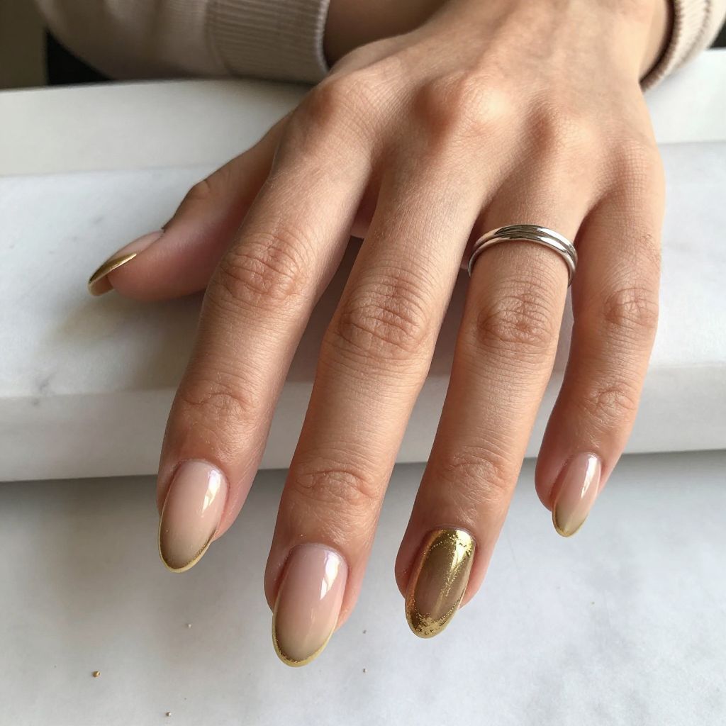 Gold Ombre Gradient Nails