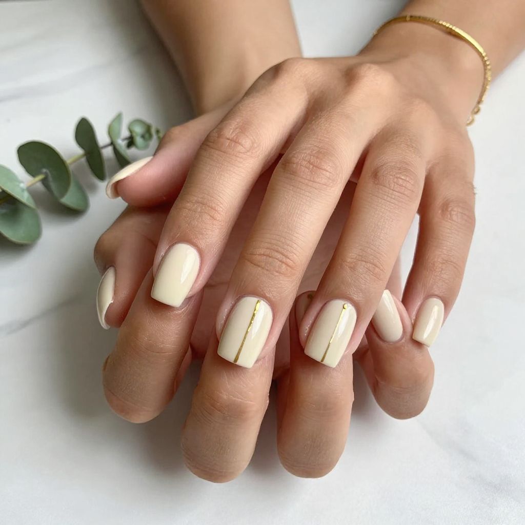 Minimalist Gold Line Nails