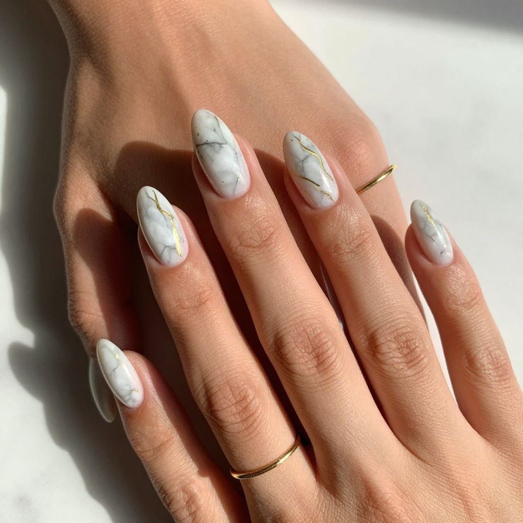 Gold Marble Nails
