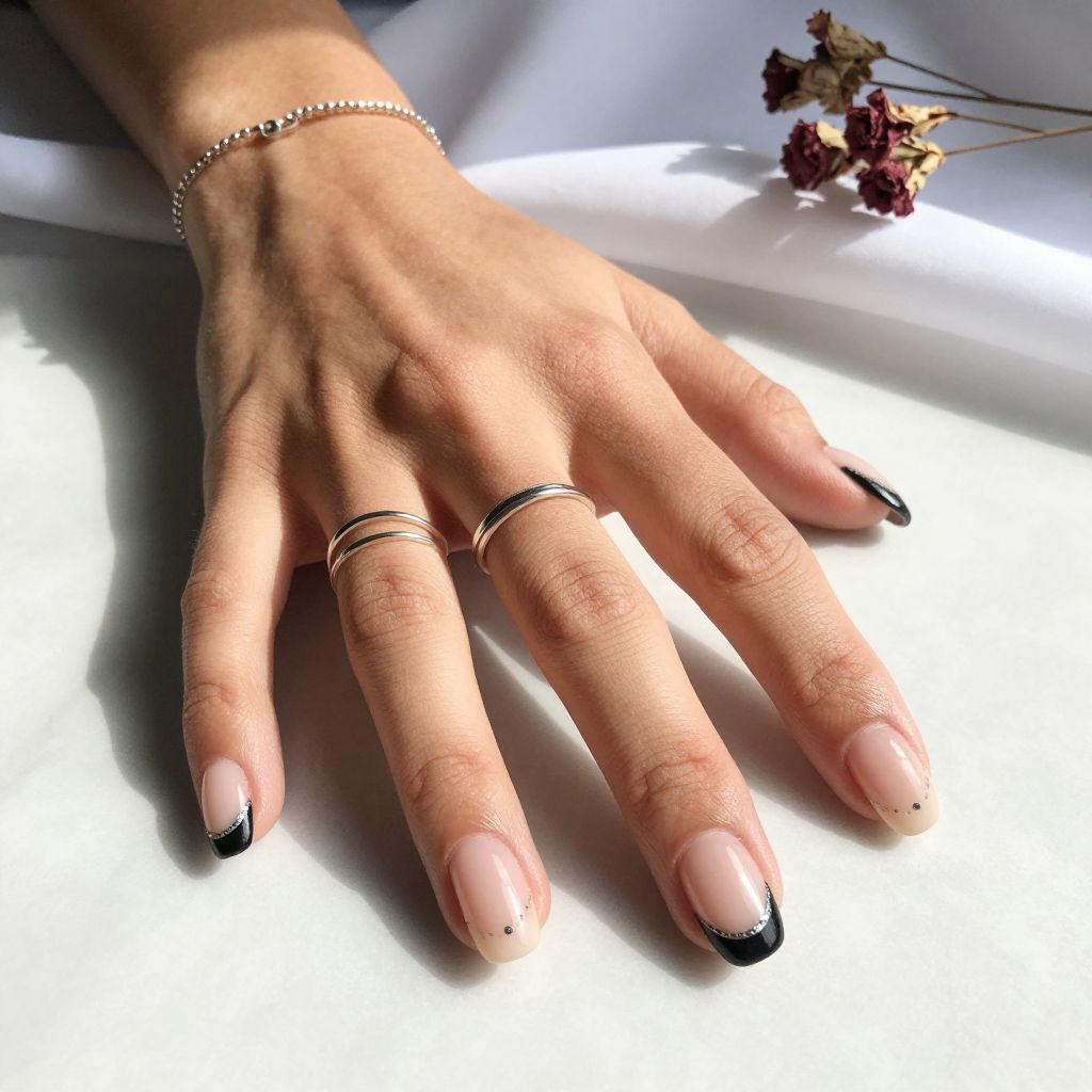 Black French Tips with Gothic Twist