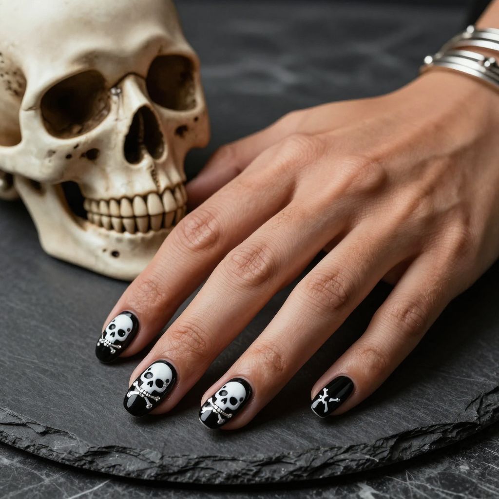 Skull and Crossbones Nails