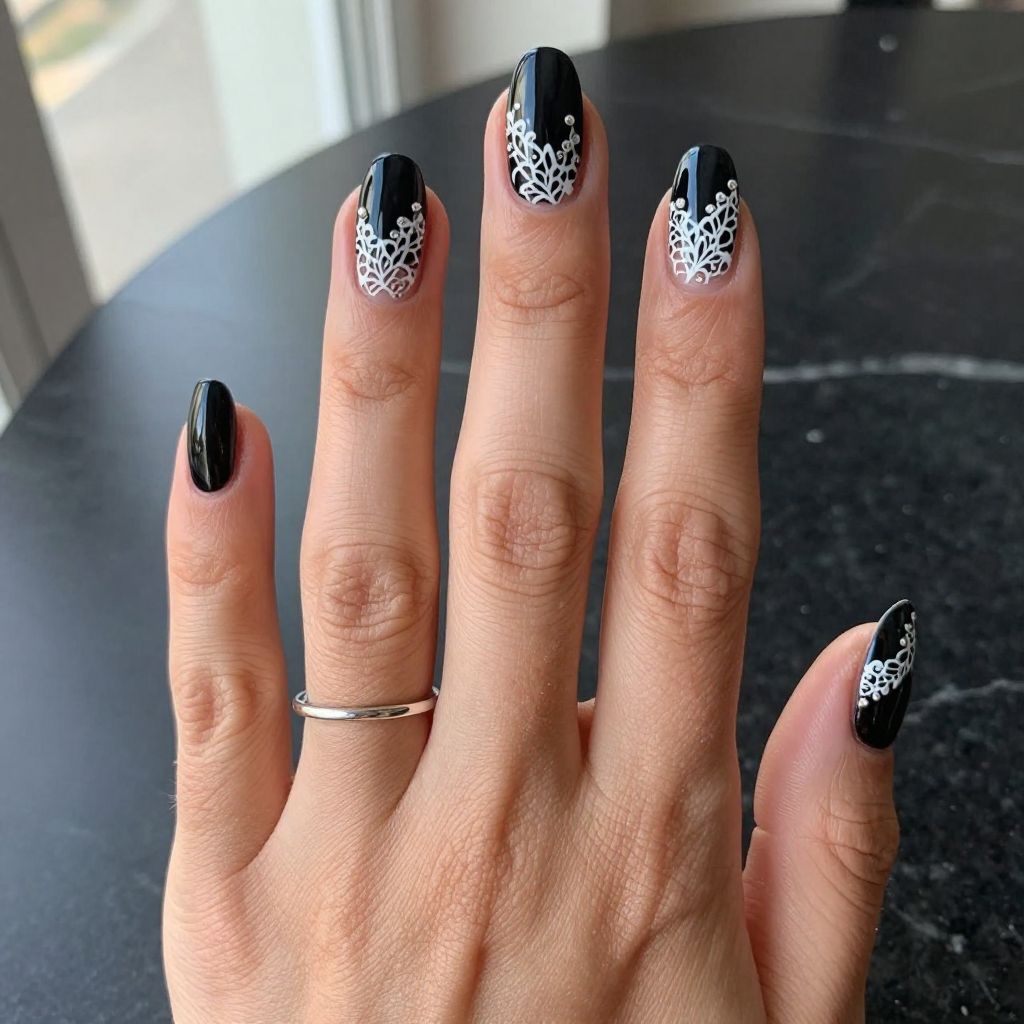 Gothic Lace Overlay Nails