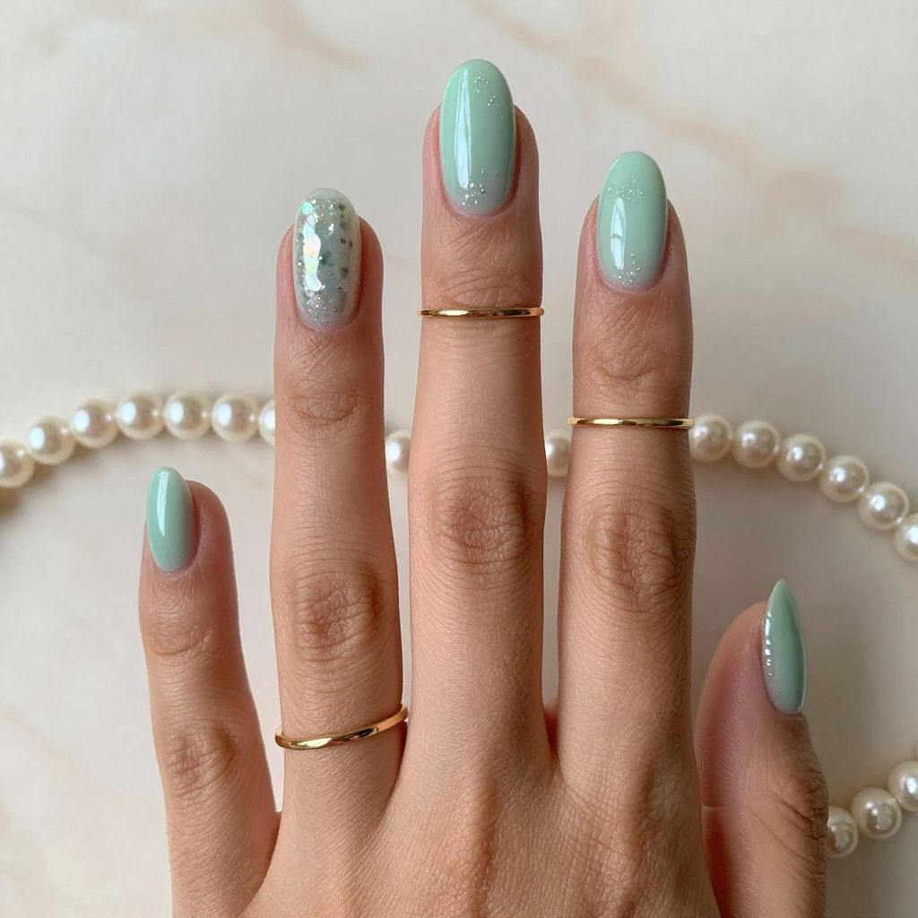 Jade Green with Mother of Pearl Flakes
