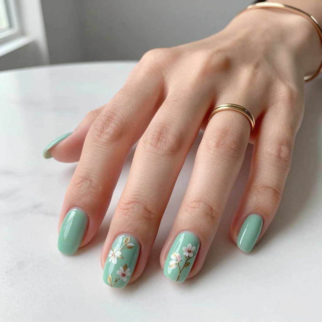 Celadon Green Enamel Art Nails