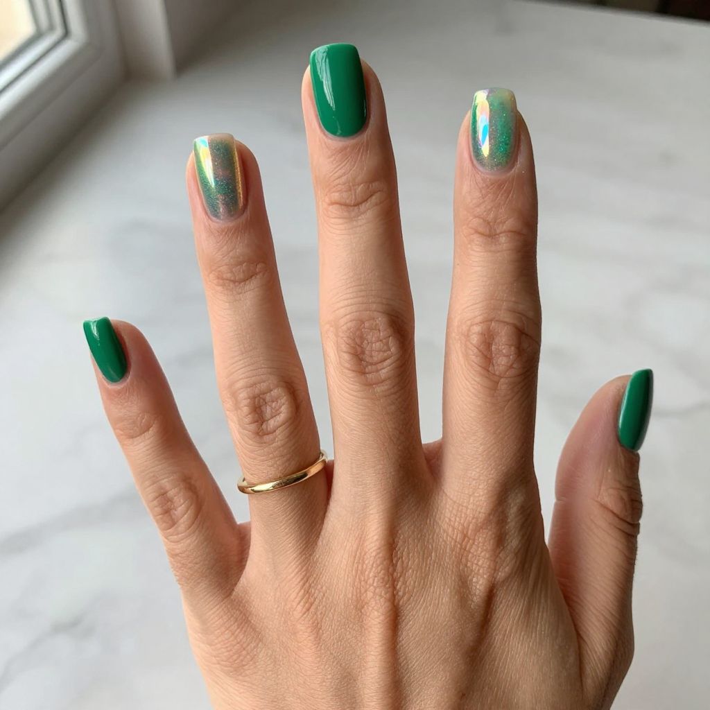 Kelly Green with Holographic Tips