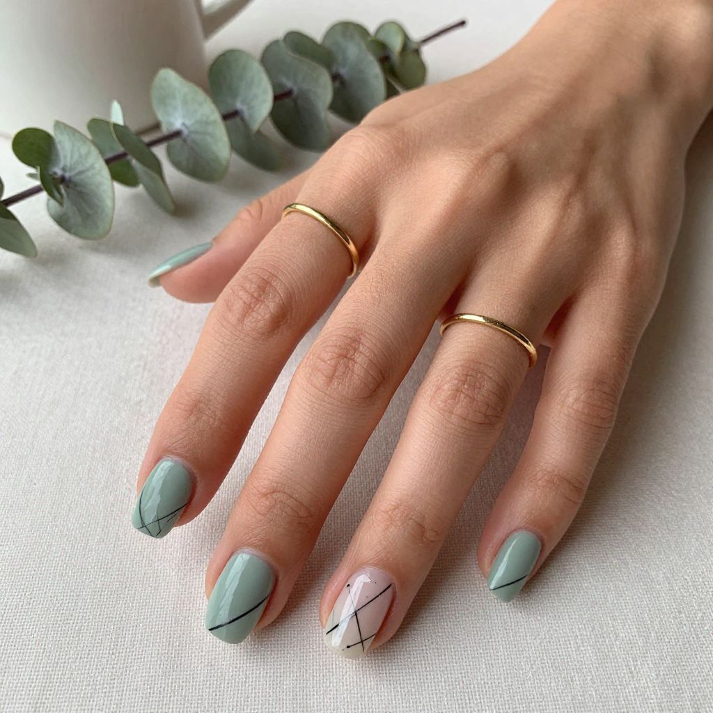 Sage Green Minimalist Nails