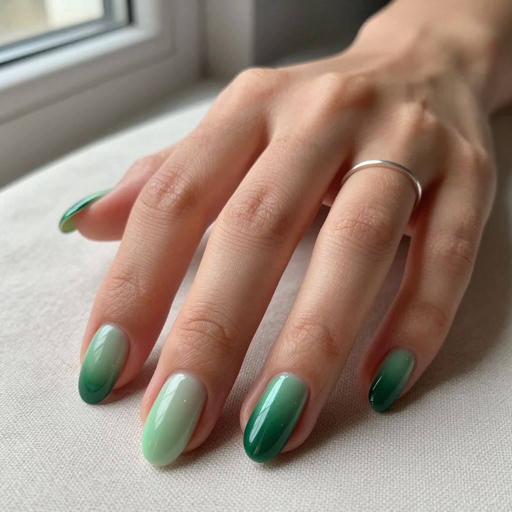 Forest Green Ombre Gradient Nails