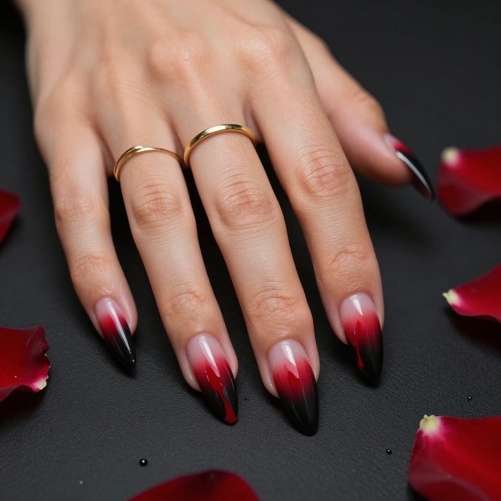 Blood Drip Ombre Nails