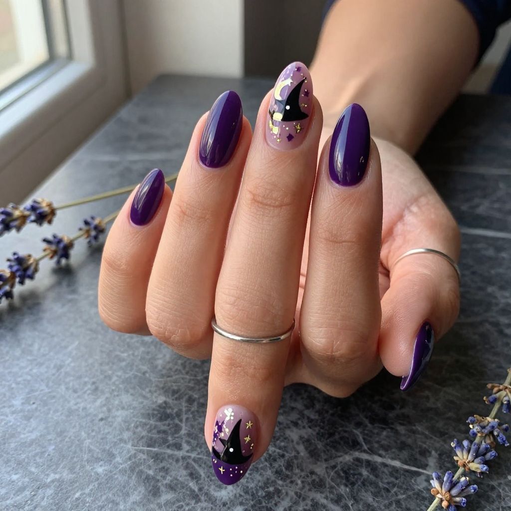 Witch Hat Themed Nails