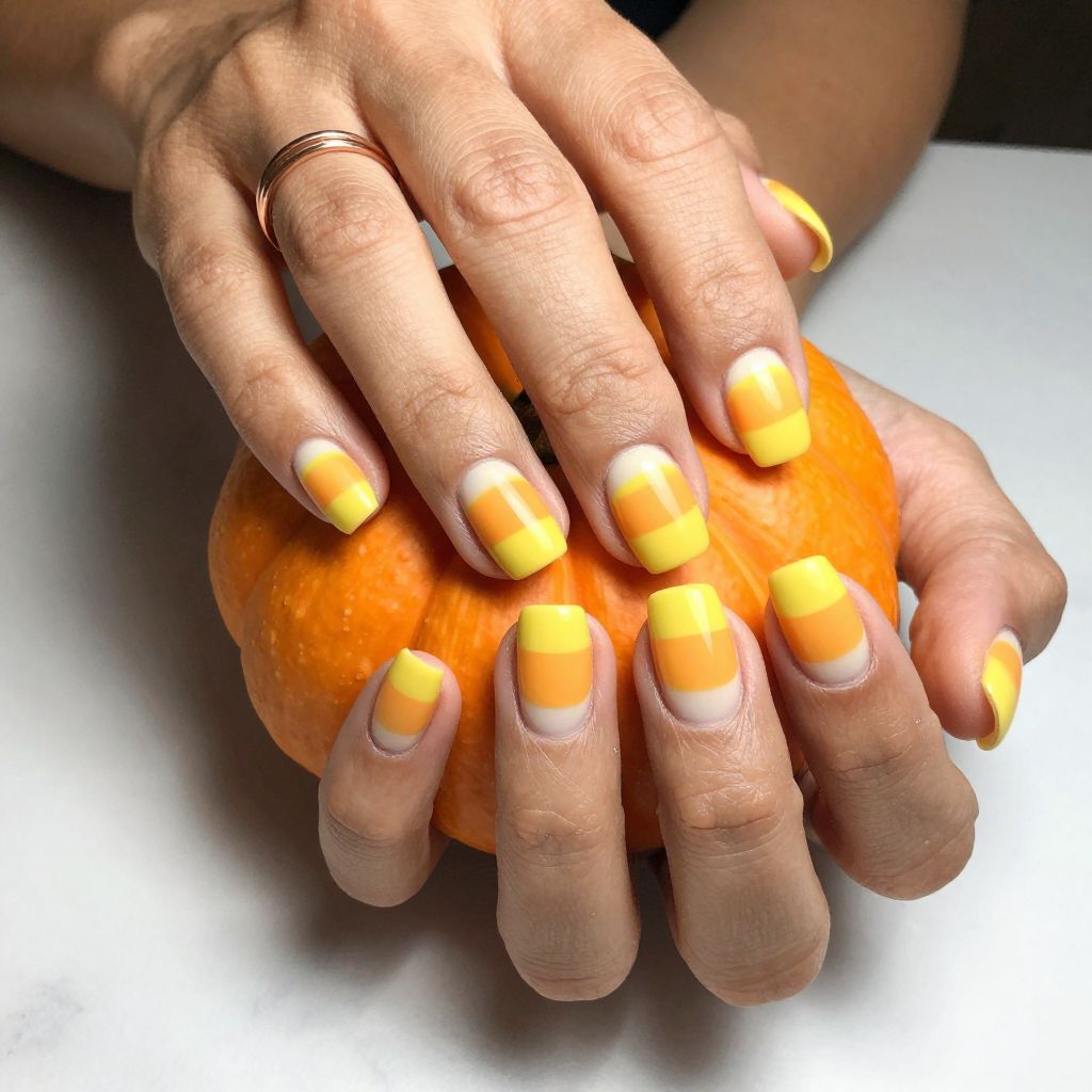 Candy Corn Striped Nails