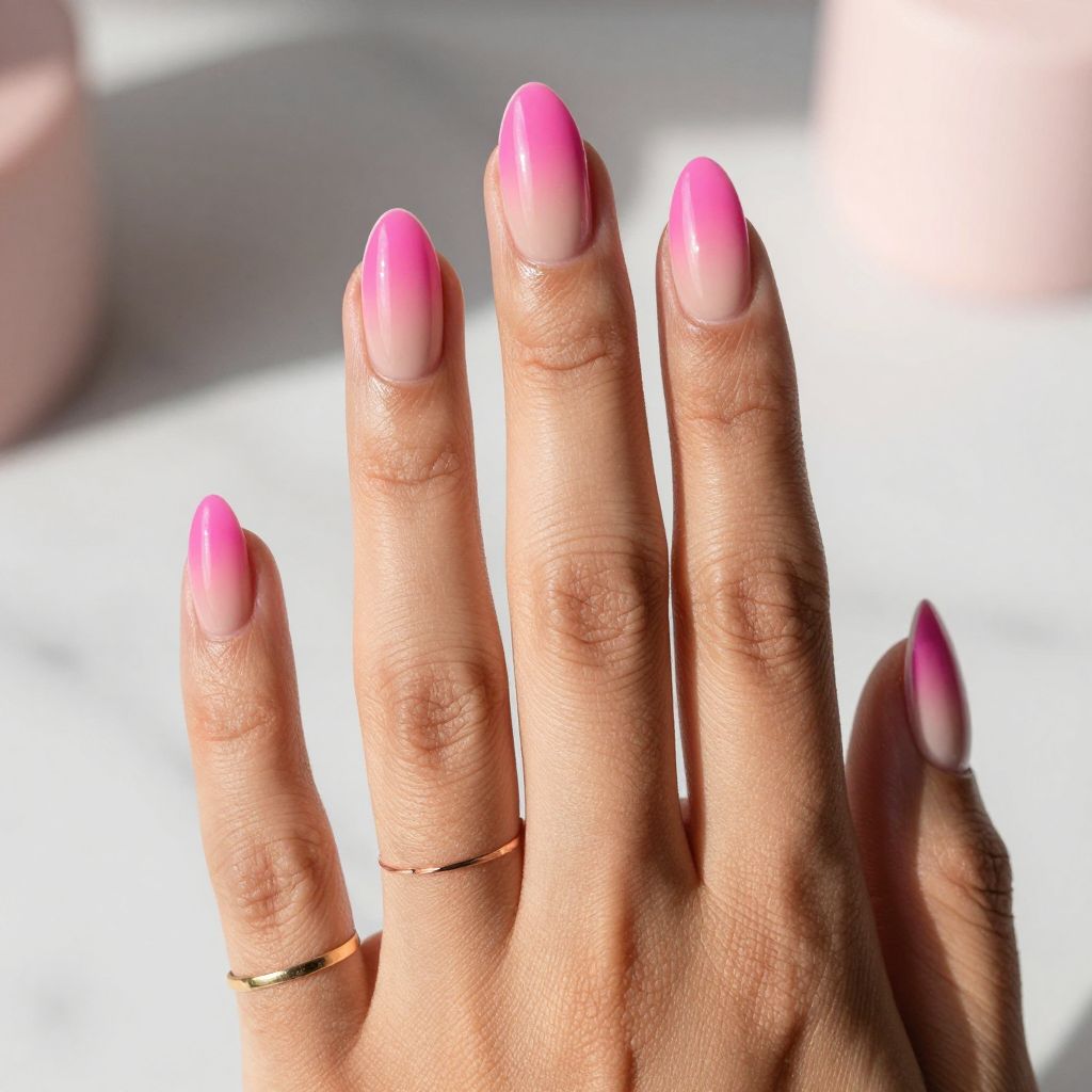 Hot Pink Ombre to Nude Gradient