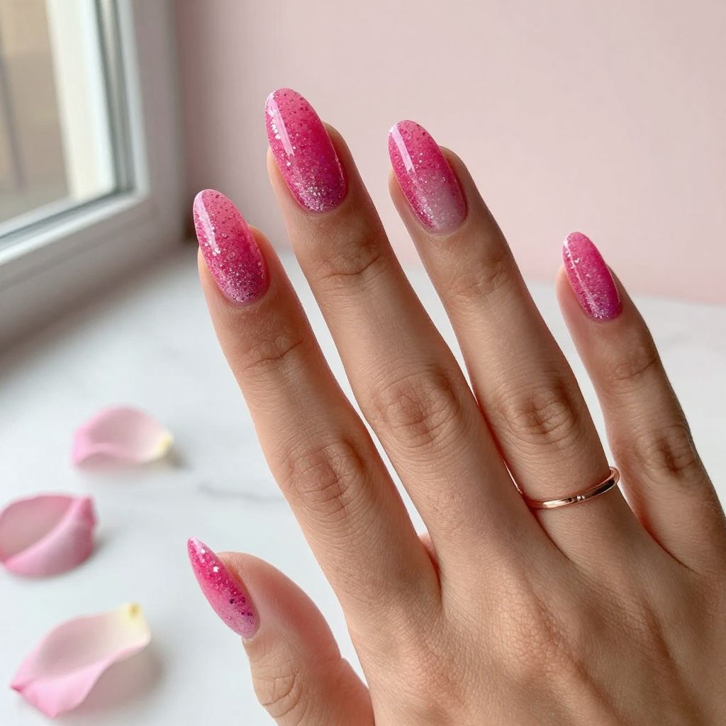 Hot Pink with Sparkly Glitter Gradient