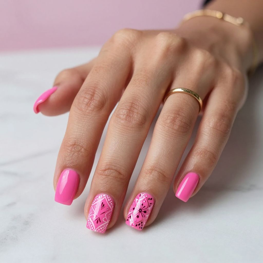 Hot Pink Stamped Patterns