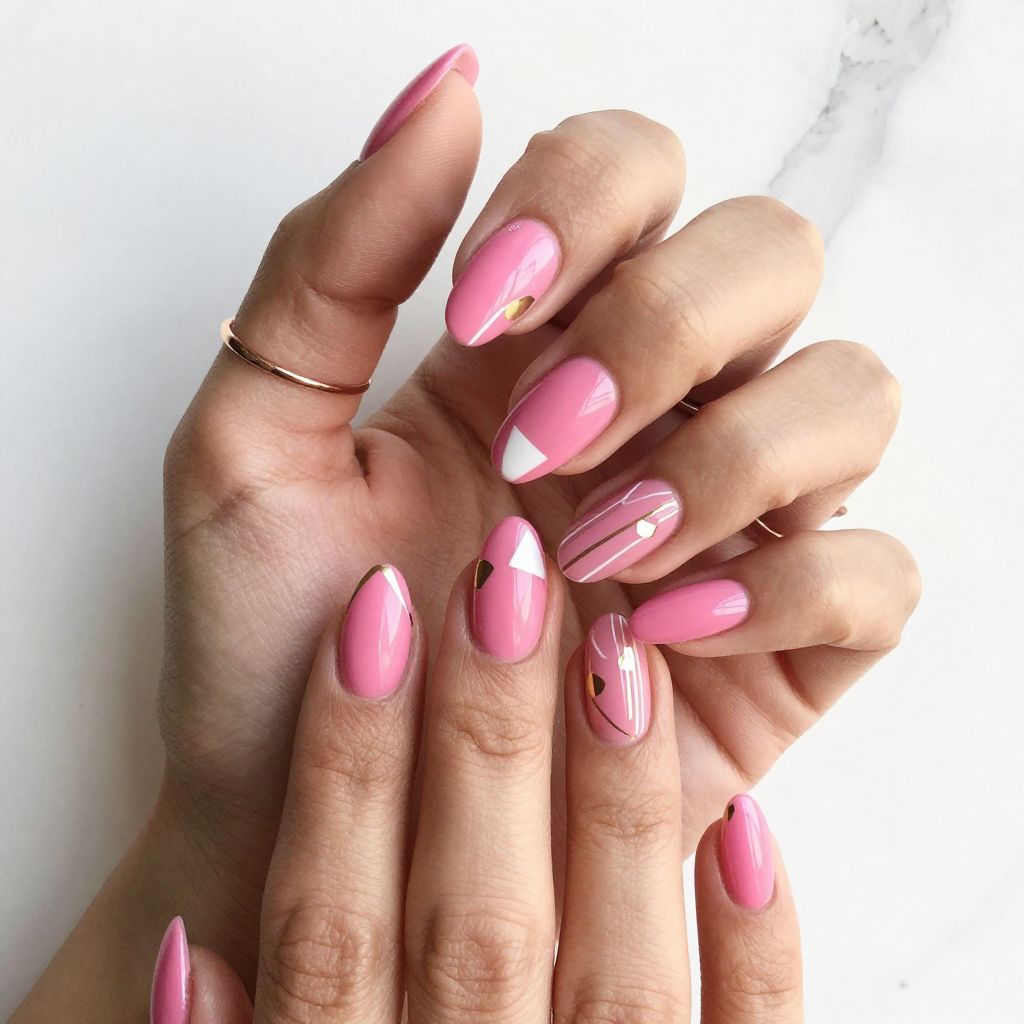 Hot Pink Geometric Shapes and Line Art
