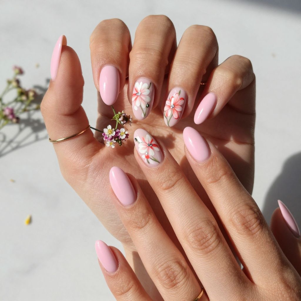 Hot Pink with Floral Accents