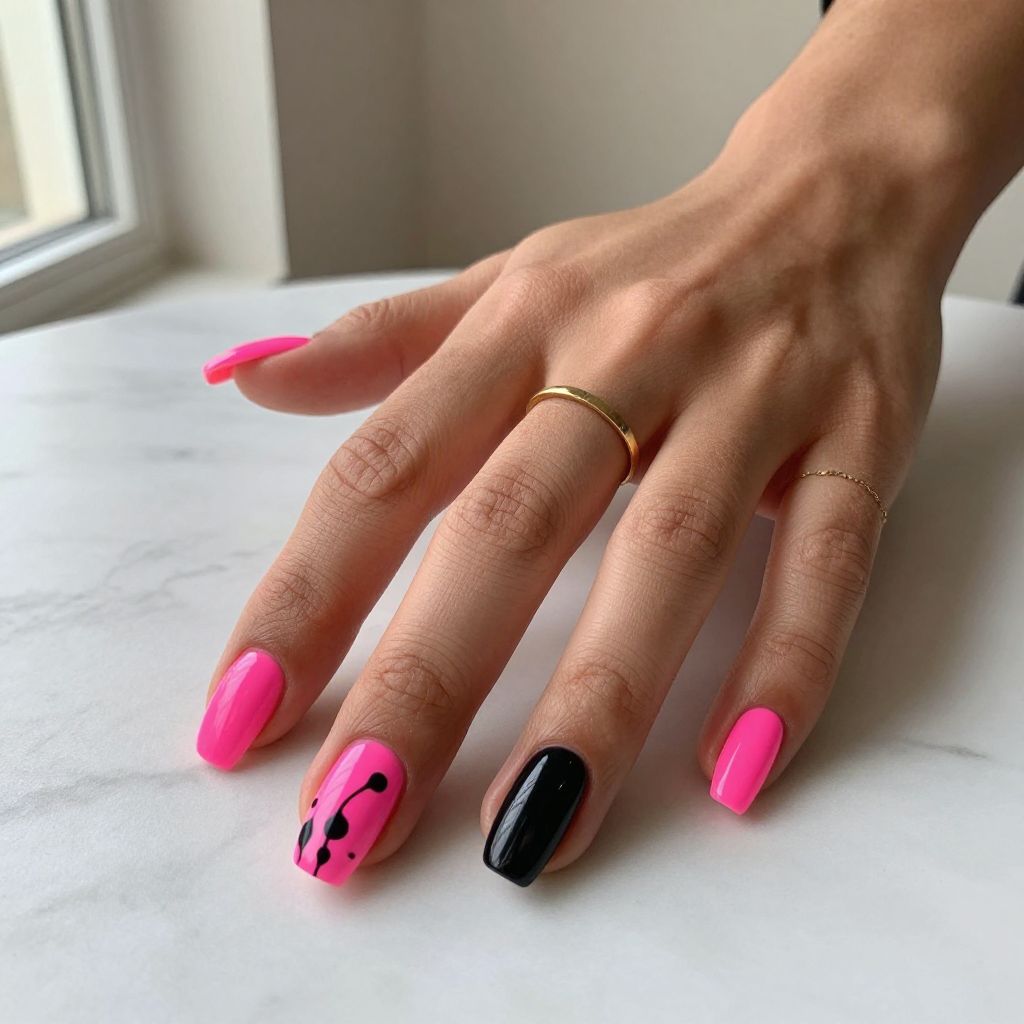 Neon Hot Pink with Black Accents