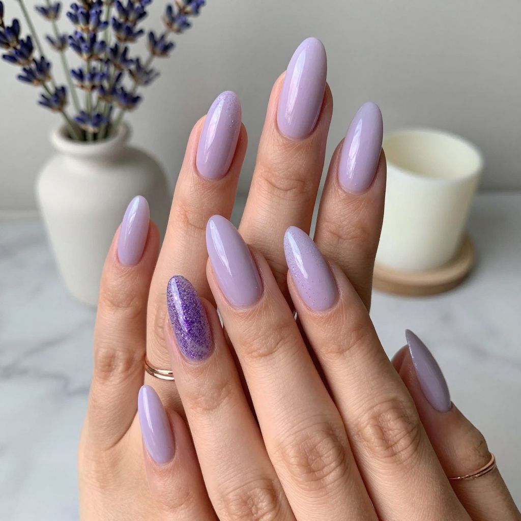 Soft Lavender Ombré with Glitter Fade