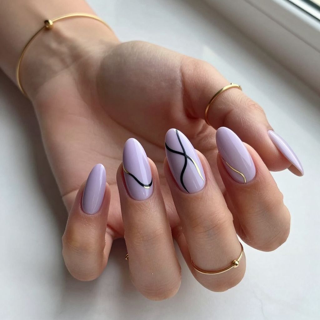 Lavender with Hand Drawn Abstract Lines