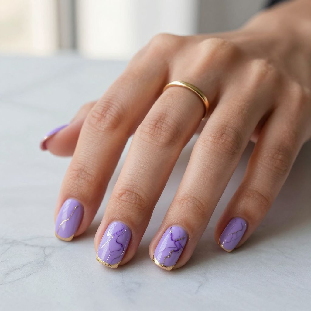 Marble Lavender with Gold Veining