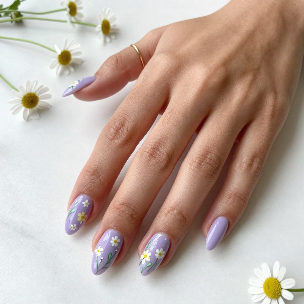 Floral Lavender with Hand Painted Wildflowers