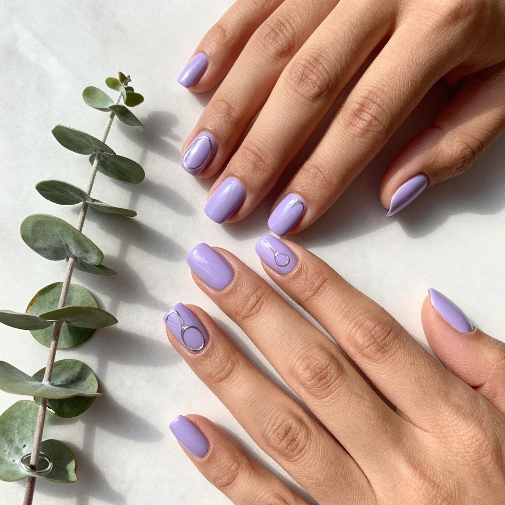 Lavender with Negative Space Geometric Shapes